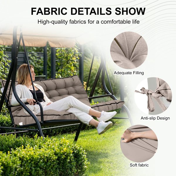 Outdoor Swing Cushions 55 Inch,Waterproof 4in Thick Porch Swing Cushion Replacement With Backrest And Ties,Comfortable 2-3 Seat Pation Swing Pad For Backyard,Garden,Lawn,Outdoor Furniture - Image 4