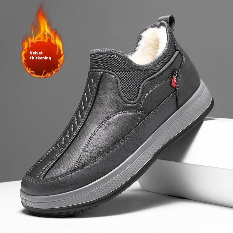 Winter Warm Fleece Snow Boots Round-toed Platform Ankle Boot Fashion Simple Non-slip Flat Cotton Shoes Men - Image 7
