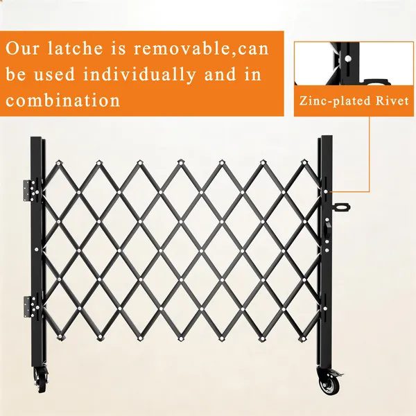 Foldable Security Gate, Expandable Safety Barrier With 360' Swivel Casters Lockable Design, Portable Mobile Rolling Barricade For Garage, Warehouse, Driveway And Pool Areas - 51.57' H X 42' W - Image 3