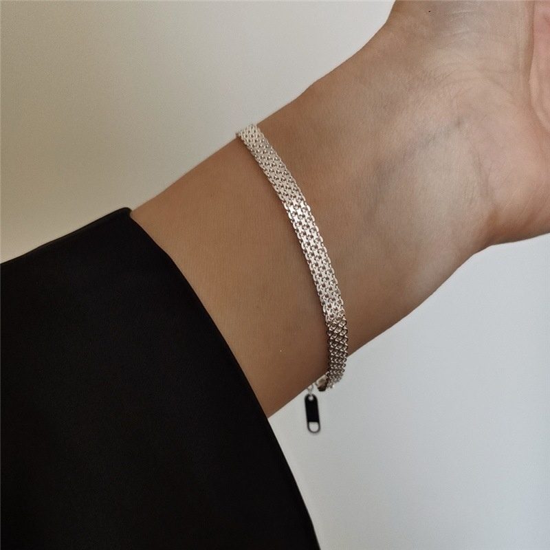 925 Sterling Silver Wide Braided Shimmering Bracelet For Women - Image 4