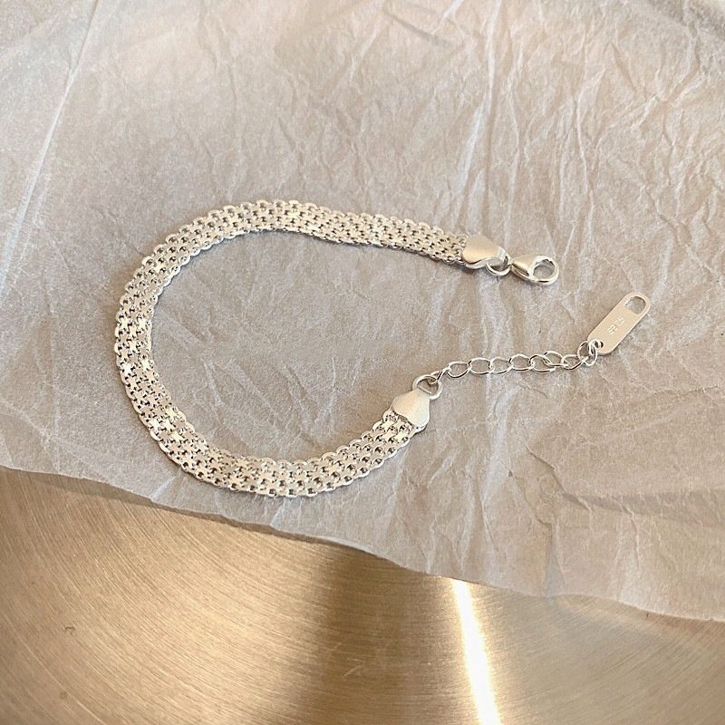 925 Sterling Silver Wide Braided Shimmering Bracelet For Women - Image 3
