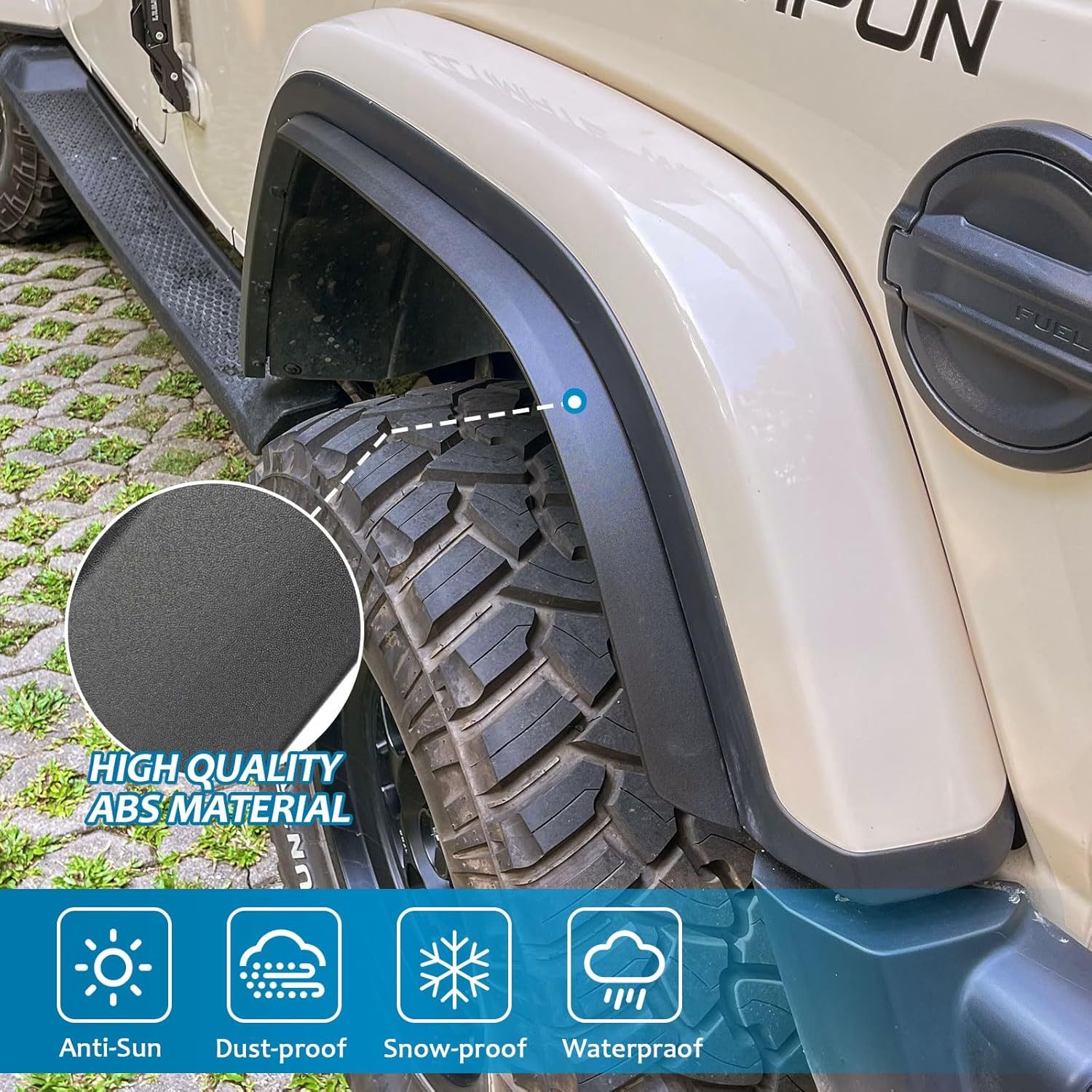 Fenders Front & Rear Fenders Compatible with 2018-2026 Jeep Wrangler JL and JLU Unlimited Rubicon, Off-Road Wheel Fender Liner Set 4 Pcs(Only Fit High Clearance Fender Flares,Not for 4XE) - Image 5