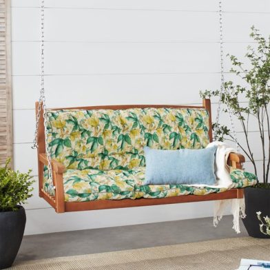 Outdoor Swing Cushions 63 Inch, Waterproof 4in Thick Porch Swing Cushion Replacement With Backrest And Ties, Comfortable 2-3 Seat Pation Swing Pad For Backyard, Garden, Lawn, Outdoor Furniture-clover