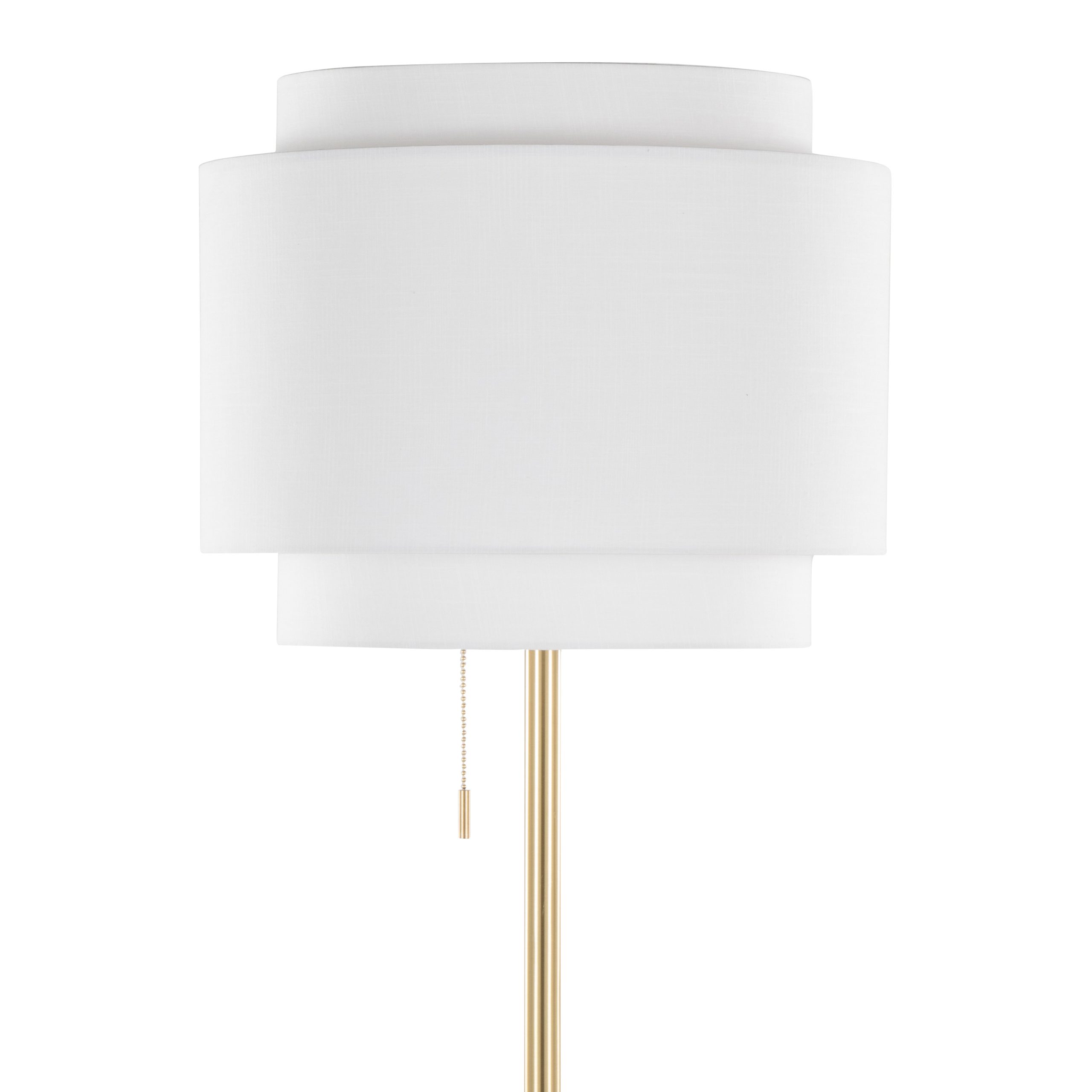 Tier 64inch Contemporary Metal Floor Lamp In Gold Metal With Off-White Linen Shade - Image 8
