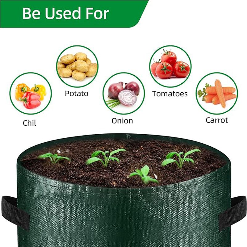 10 Gallon -6 Pack Potato Grow Bags, Heavy Duty PE Fabric Pots With Flap And Handles, Green Planter Bags For Potato Vegetables Outdoor Garden, For All Plants Growing - Image 6