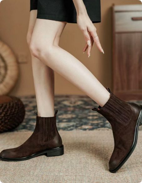 Women's Genuine Leather Retro British Style Chelsea Boots - Image 5
