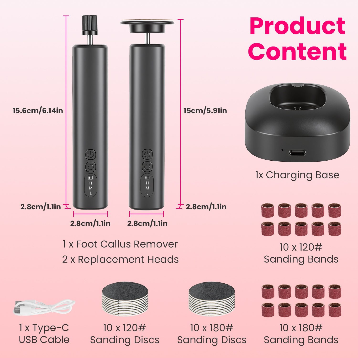 2 In 1 Electric Foot Callus Remover Nail Grinder Feet Care Kit For Women Rechargeable Foot File With 40 Sanding Discs Bands For Dead Skin Cracked Heels Home Salon Use - Image 4
