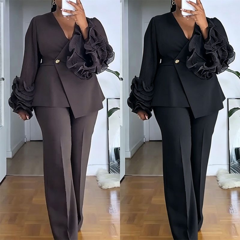 Womens Two-Piece Set With African Lace Trim - Image 3