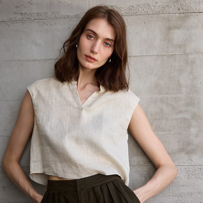 Linen Lapel Breathable Sleeveless Vest - Image 7