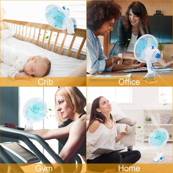 3-in-1 Clip On Fan, Quiet Small Desk Fan With 2 Speeds & Auto Oscillation, Clamp Fan For Office Bedroom Stroller, Safe For Baby - Image 7