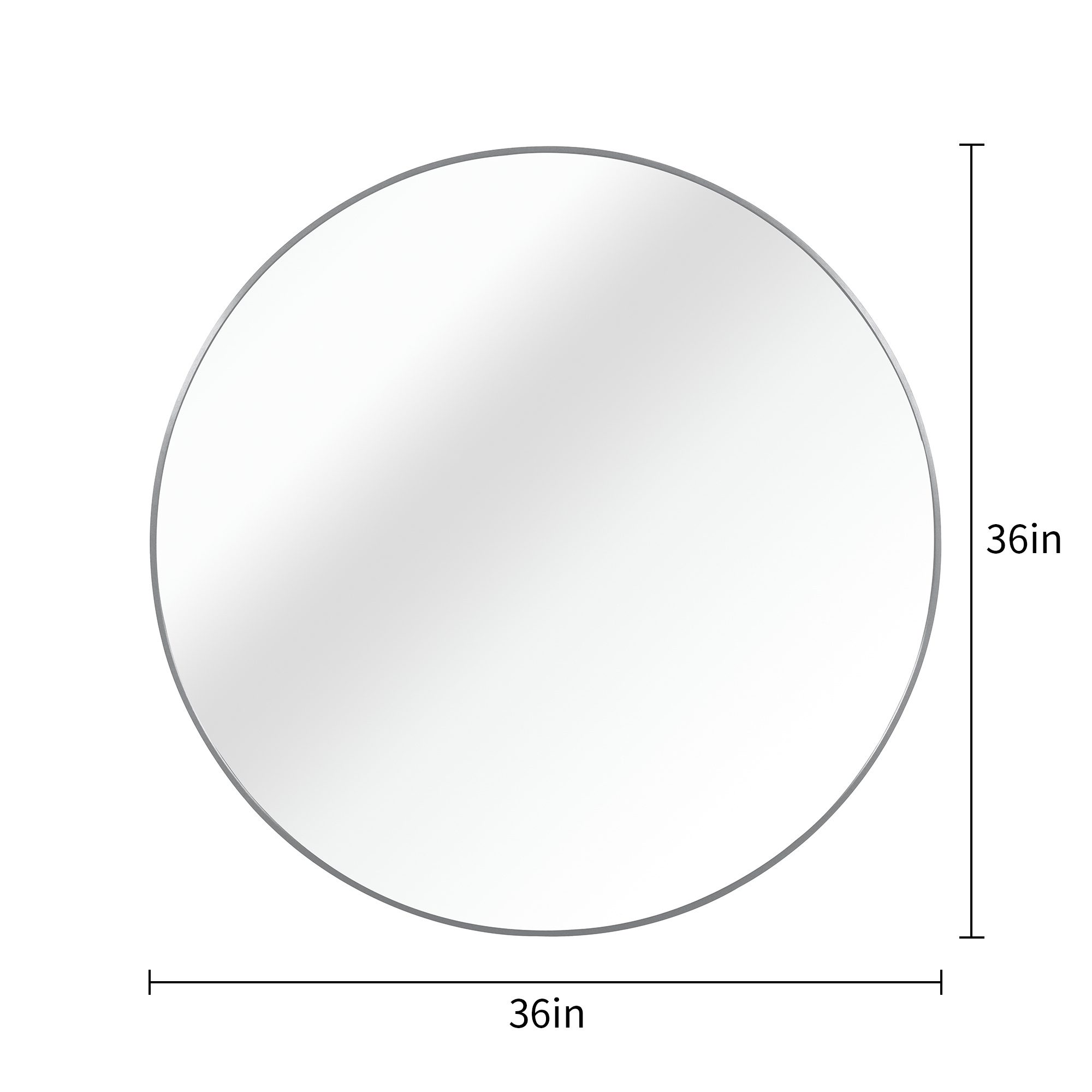 36 Inch Silver Metal Framed Round Bathrrom Mirror For Wall. W2203134961 - Image 5