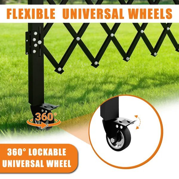 Foldable Security Gate, Expandable Safety Barrier With 360' Swivel Casters Lockable Design, Portable Mobile Rolling Barricade For Garage, Warehouse, Driveway And Pool Areas - 51.57' H X 42' W - Image 2