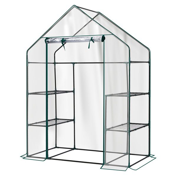 Mini Walk-in Greenhouse With PVC Cover, 4-Shelf Indoor Outdoor Plant Gardening Green House For Garden Backyard, 56inch X 29inch X 77inch, Transparent - Image 3