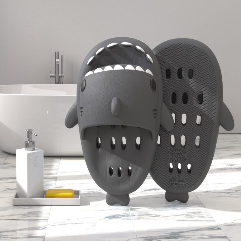 Shark Slippers With Drain Holes Shower Shoes For Women Quick Drying Eva Pool Shark Slides Beach Sandals With Drain Holes - Image 8