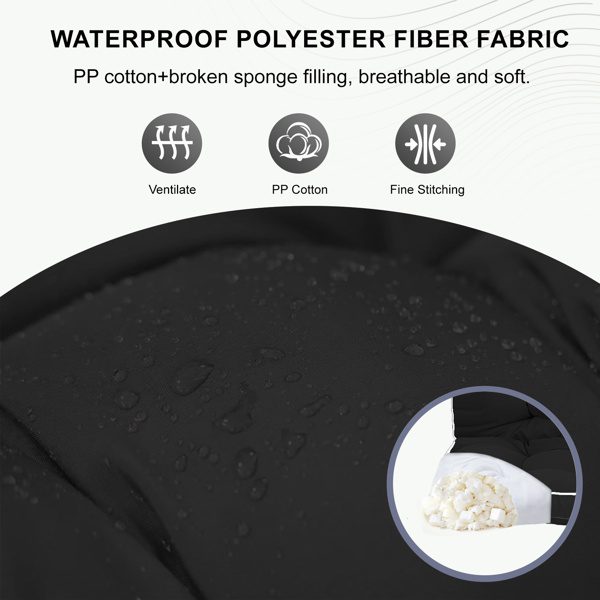 Outdoor Swing Cushions 70 Inch, Waterproof 4in Thick Porch Swing Cushion Replacement With Backrest And Ties, Comfortable 2-3 Seat Pation Swing Pad For Backyard, Garden, Lawn, Outdoor Furniture-black - Image 2
