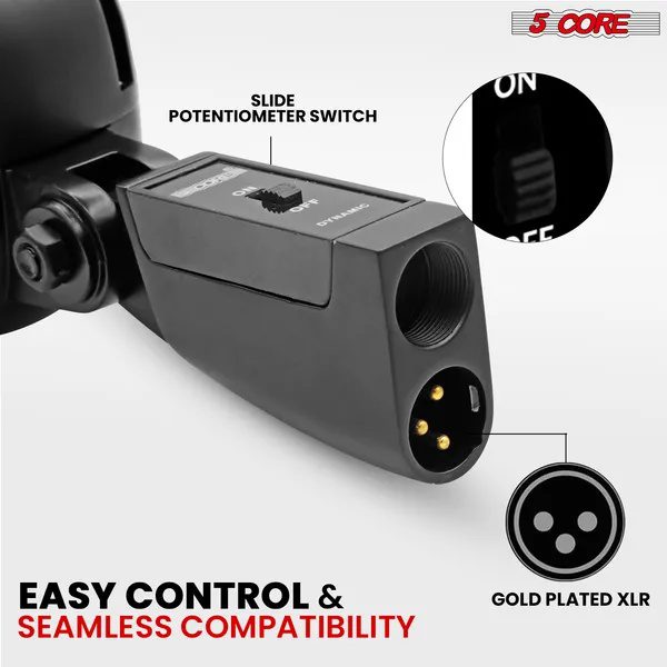 ميكروفون 5Core كلاسيكي عتيق ديناميكي احترافي XLR للاستوديو بتصميم ريترو، أسود - RTRO MIC BLK - الصورة 4