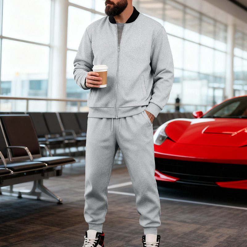 Mens Yolk-zip Baseball Jacket And Sportswear Set - Image 9