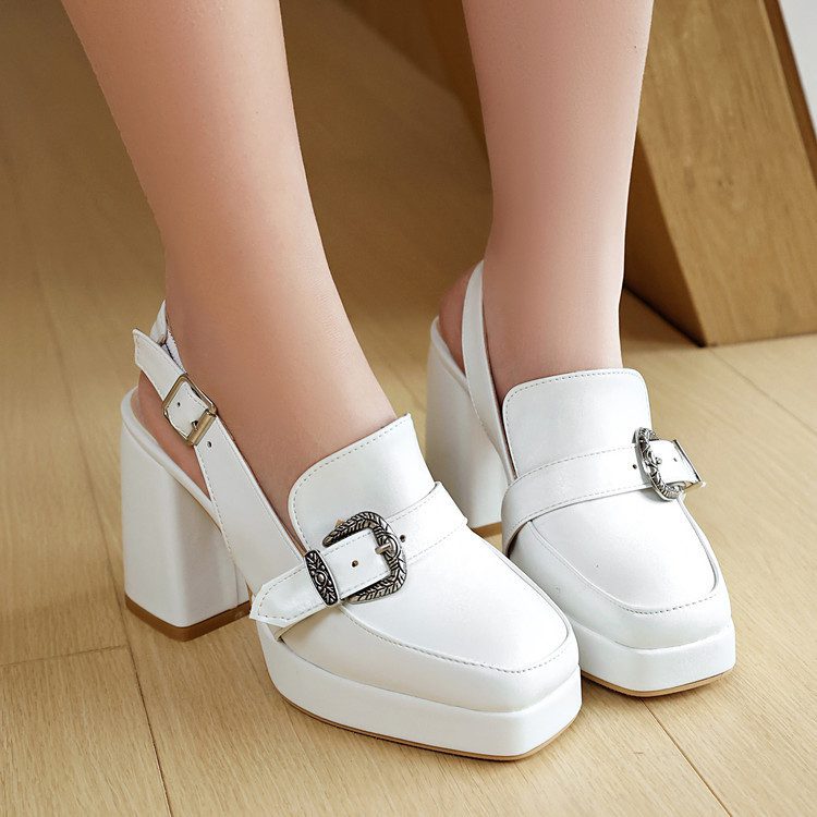 Square-clip Single-strap Preppy-style Womens Shoes - Image 3