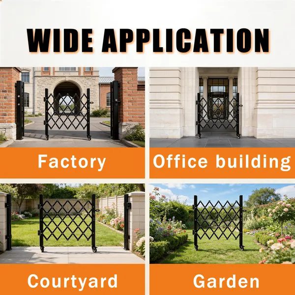 Foldable Security Gate, Expandable Safety Barrier With 360' Swivel Casters Lockable Design, Portable Mobile Rolling Barricade For Garage, Warehouse, Driveway And Pool Areas - 51.57' H X 74' W - Image 2