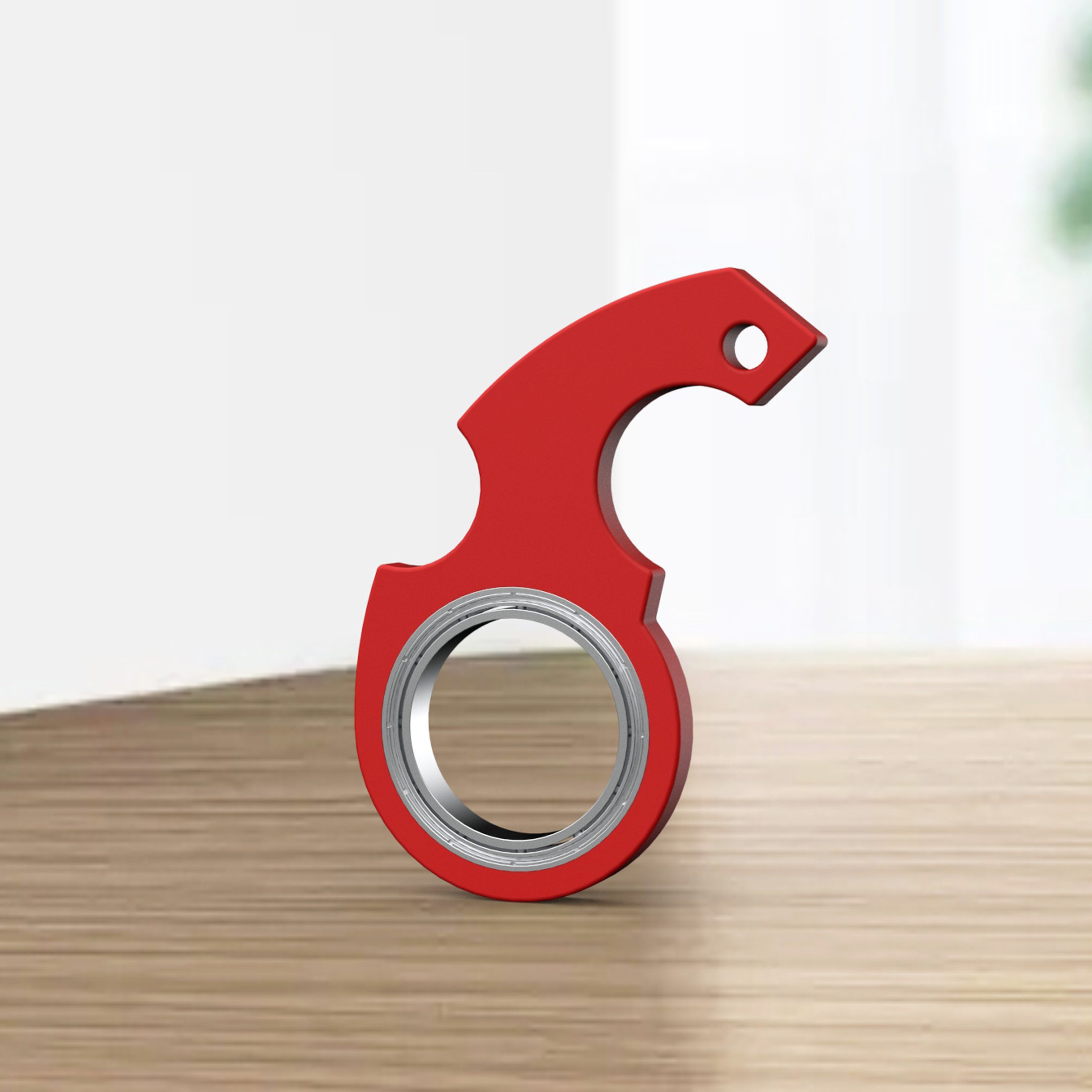 ميدالية مفاتيح مبتكرة بتصميم "سبينر" (Fidget Spinner) - لعبة يدوية لتخفيف التوتر والقلق، تعمل أيضاً كفتاحة زجاجات - مناسبة للأطفال. - الصورة 2