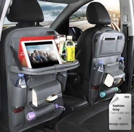 PU Leather Car Storage Bag Multifunction Seat Back Tray Hanging Bag Waterproof Car Organizer Automotive Interior Accessories - Image 9