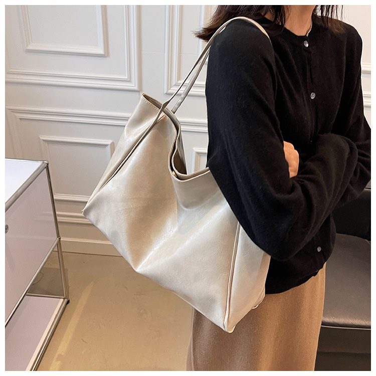 Vintage Women's Tote Bag Athletic Casual Fashion Large Capacity Leather Shoulder Bag Shopper Harajuku Simple Handbag - Image 9