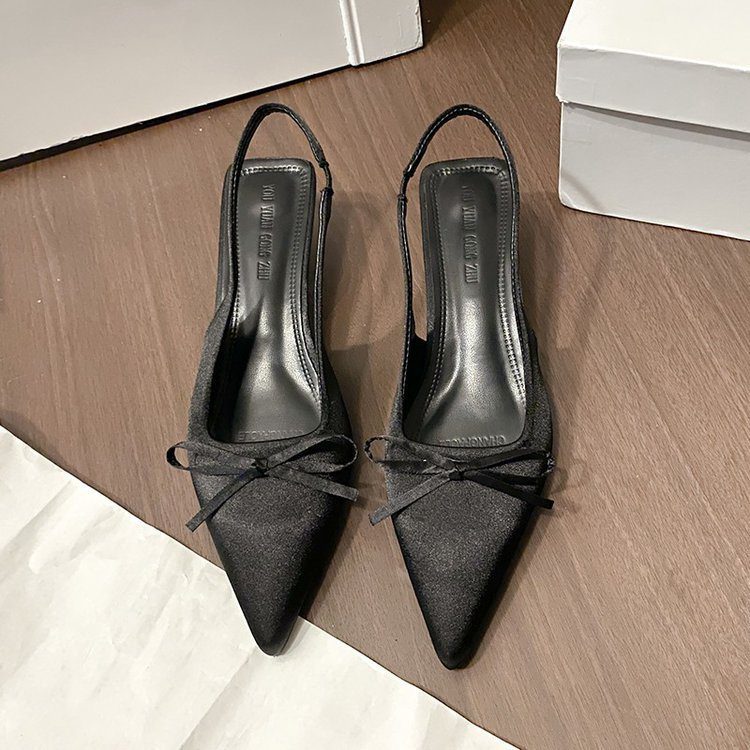 Arrival Fashionable Minimalist Pointed-toe High-heeled Sandals With A Bow On The Toe - Image 3