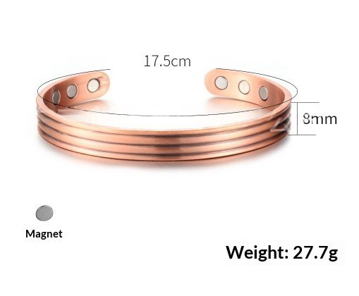 Magnetic Retro And Stylish Open Design Red Copper Bracelet - Image 4