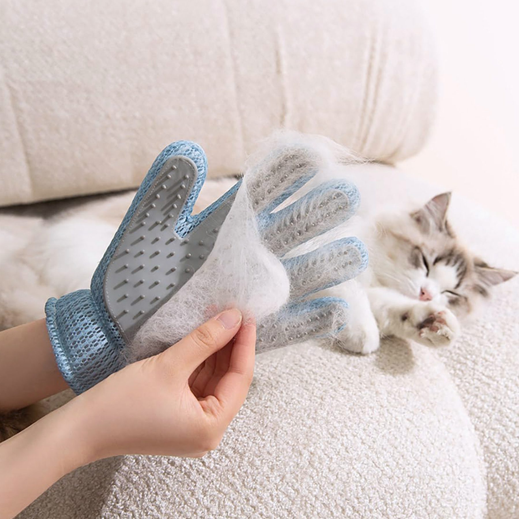 2in1 Double Sided Pet Grooming Glove, Deshedding Massage Brush Mitt For Cats & Dogs, Remove Loose Fur On Pets & Furniture, Easy Clean - Image 3