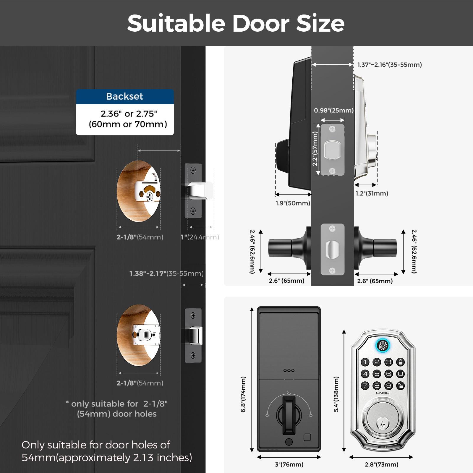 Keyless Entry Door Lock With Handle App-Controlled Front Door Lock Set With Keypad Auto-Lock & One-Touch Locking Anti-Peep Code Feature Easy Installation - Image 8
