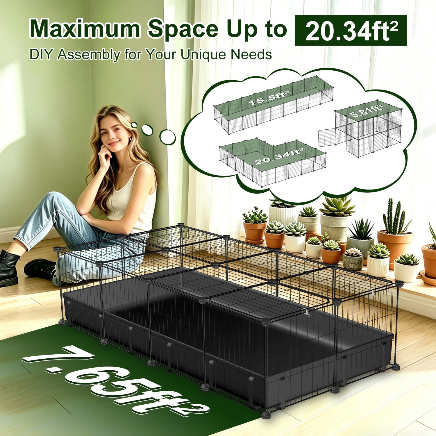 47x24x12IN Guinea Pig Cage Small Animal Playpen DIY Metal Pet Enclosure With 20 Panels Waterproof Floor Mat For Hedgehogs Chickens Ducklings Rabbits Hamsters - Image 10