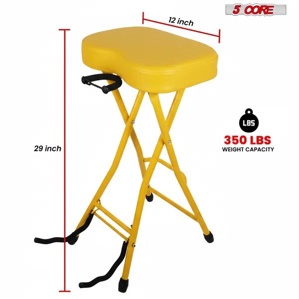 5Core Guitar Stool 3.15" Padded Chair Foldable Heavy Duty Music Seat Built In Foot Rest Guitar Stand - Image 5