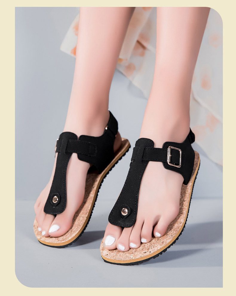 Womens Wooden-Grain Sandals With Non-Slip Soles - Image 5