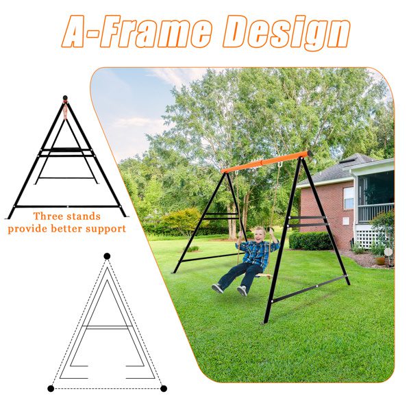Swing Sets For B Ackyard, Swingset Outdoor For Kids, Toddler Porch Swing, Metal A-Frame Swing Stand For Indoor, A Dult B Ackyard Swing Frame, Easy To Assemble, Orange Without Swing - Image 5