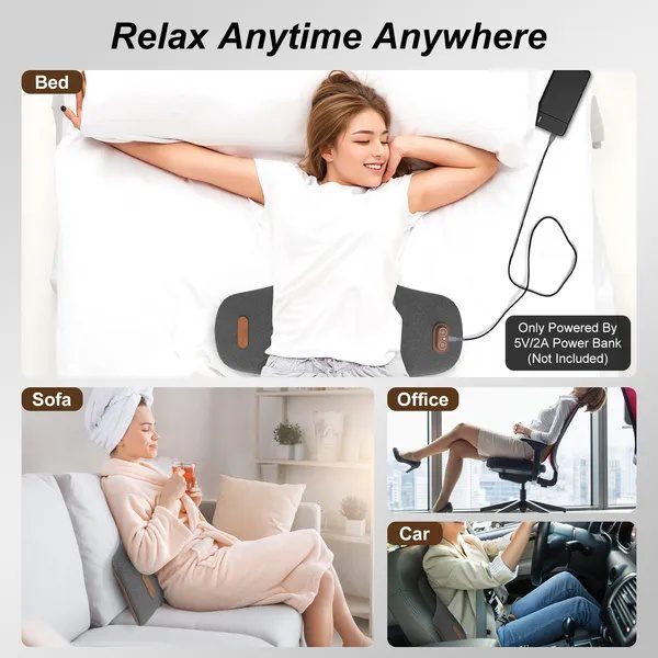 2 In 1 Electric Lumbar Massager Support Pillow Memory Foam Lower Back Massager With Heat Vibration Adapter For Pain Relief - Image 4