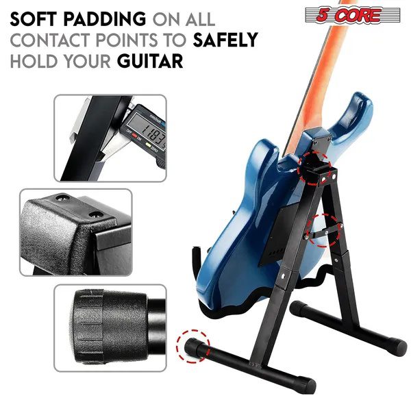 5 Core Guitar Stand 2PC A Frame W Soft Foam Arm Non Slip Rubber For Acoustic Electric Bass - Image 5