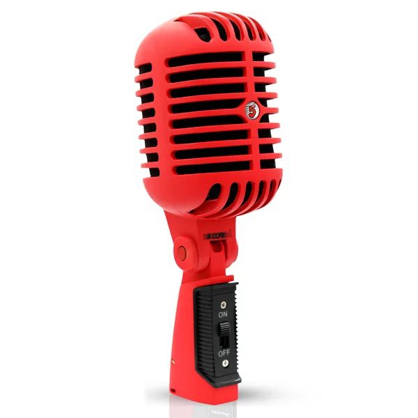 5 Core ميكروفون كلاسيكي ديناميكي احترافي XLR للاستوديو بتصميم ريترو عتيق أحمر - RTRO MIC RED