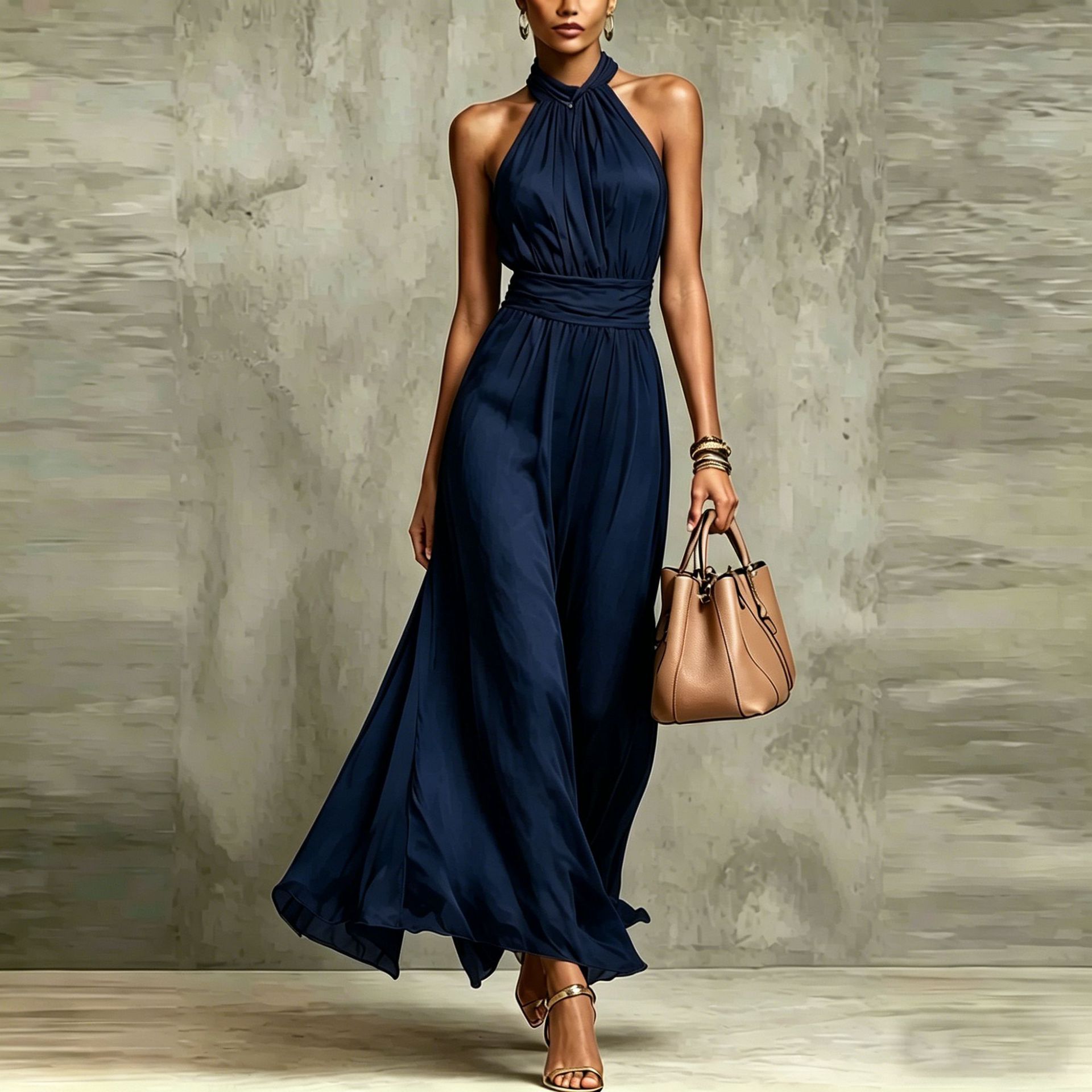 Resort-style Waist-cinching Figure-flattering Pleated Dress - Image 10