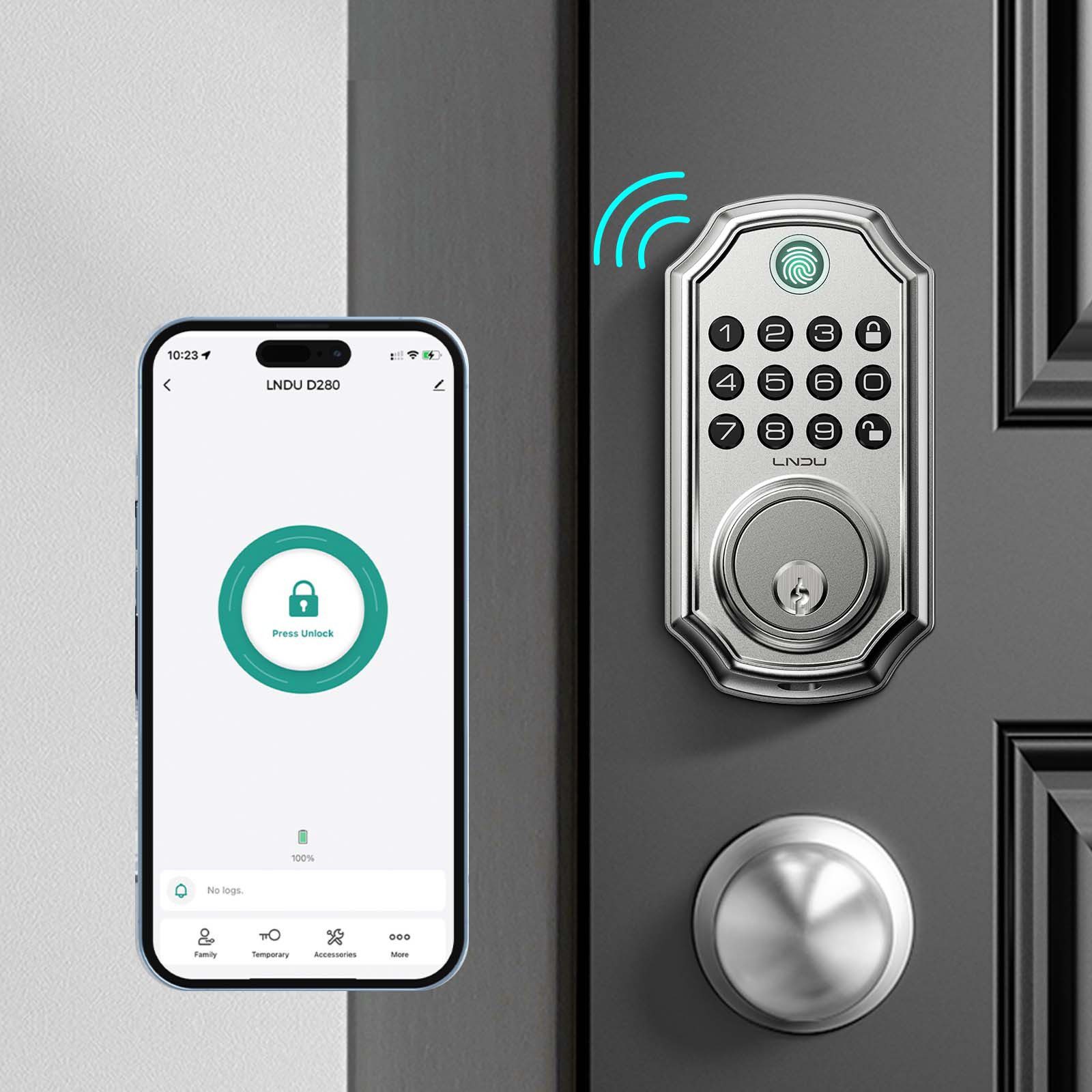 Keyless Entry Door Lock With Handle App-Controlled Front Door Lock Set With Keypad Auto-Lock & One-Touch Locking Anti-Peep Code Feature Easy Installation - Image 9