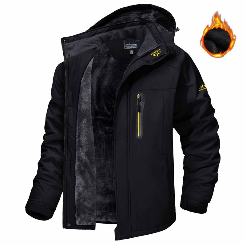 Winter Hooded Jacket Fashion Casual Warm Fleece Coat Windproof Rainproof Parka Windbreaker Men's Top - Image 4