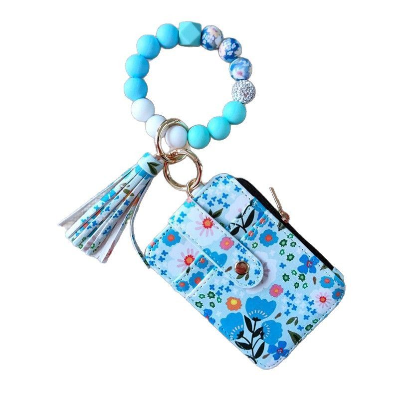 Womens Silicone Bead Bracelet Keychain Cardholder - Image 5
