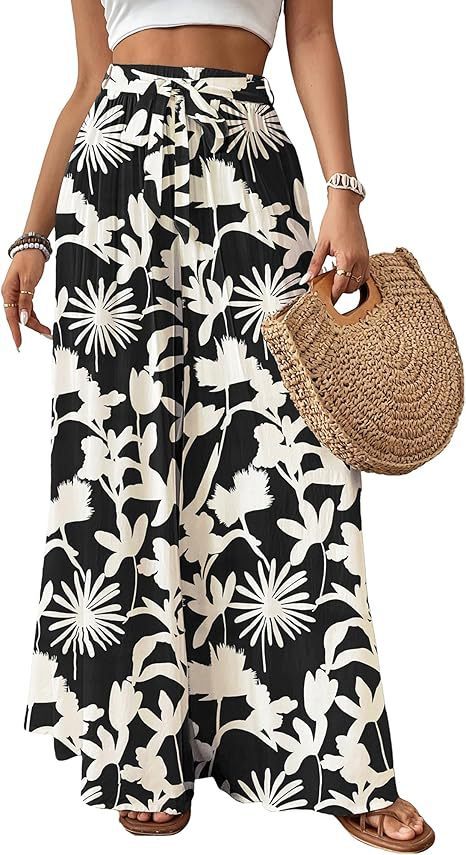 Womens Flowing Floral Wide-Leg Pants - Image 5