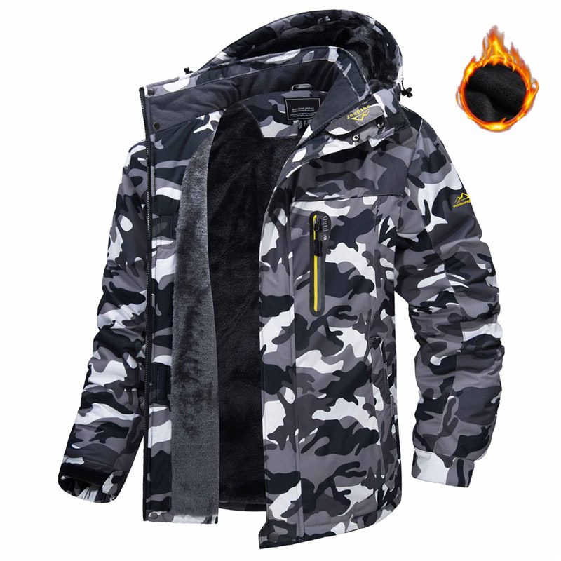 Winter Hooded Jacket Fashion Casual Warm Fleece Coat Windproof Rainproof Parka Windbreaker Men's Top - Image 6