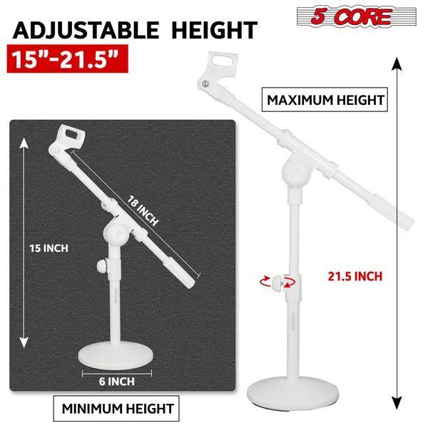 5Core Desktop Mic Stand Round Base Universal Desk Microphone Holder Table Top Stands - Image 2