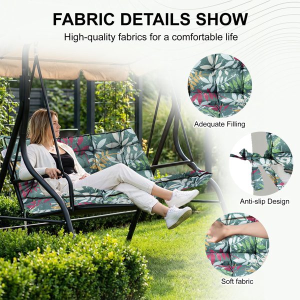 Outdoor Swing Cushions 55 Inch,Waterproof 4in Thick Porch Swing Cushion Replacement With Backrest And Ties,Comfortable 2-3 Seat Pation Swing Pad For Backyard,Garden,Lawn,Outdoor Furniture Flower - Image 4