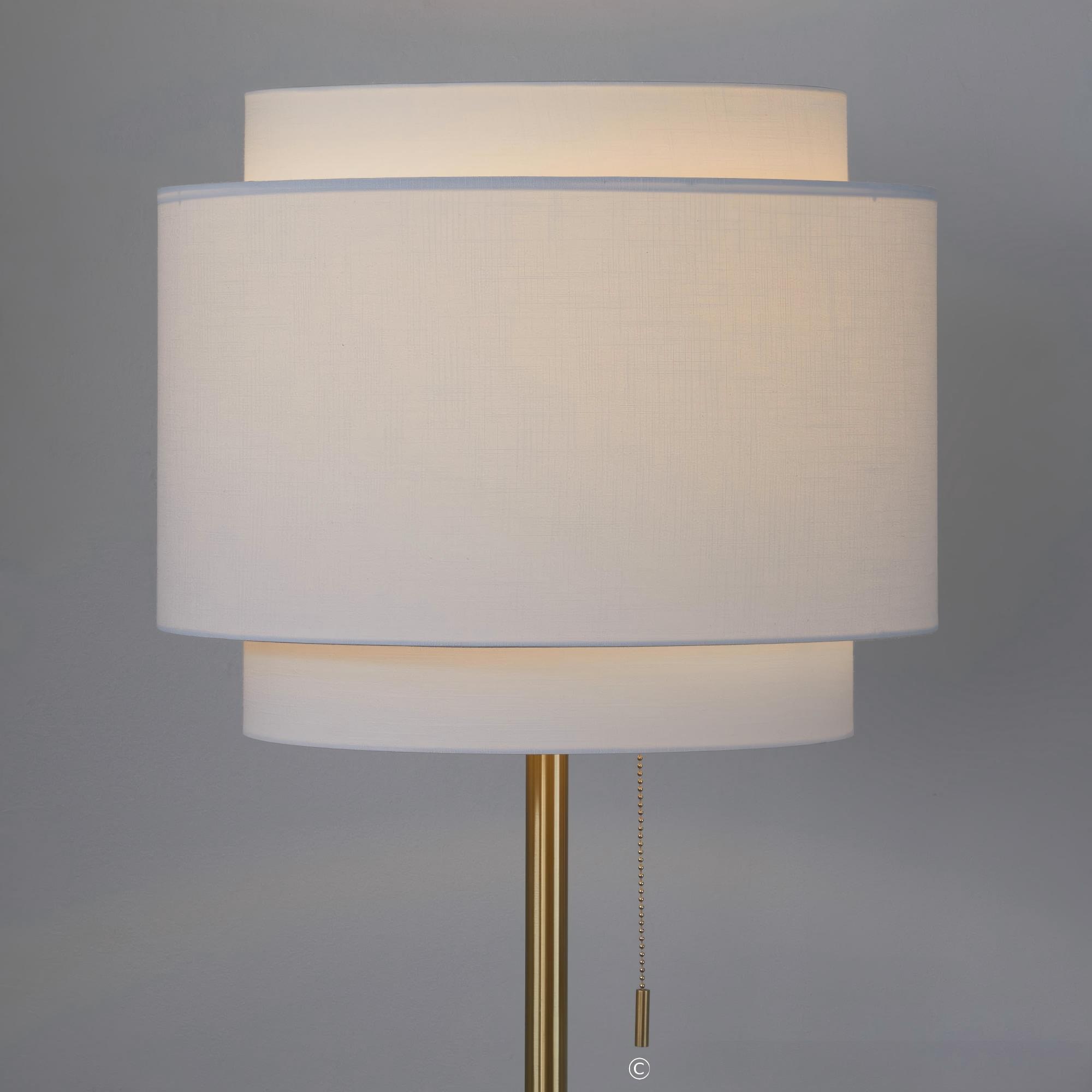 Tier 64inch Contemporary Metal Floor Lamp In Gold Metal With Off-White Linen Shade - Image 4