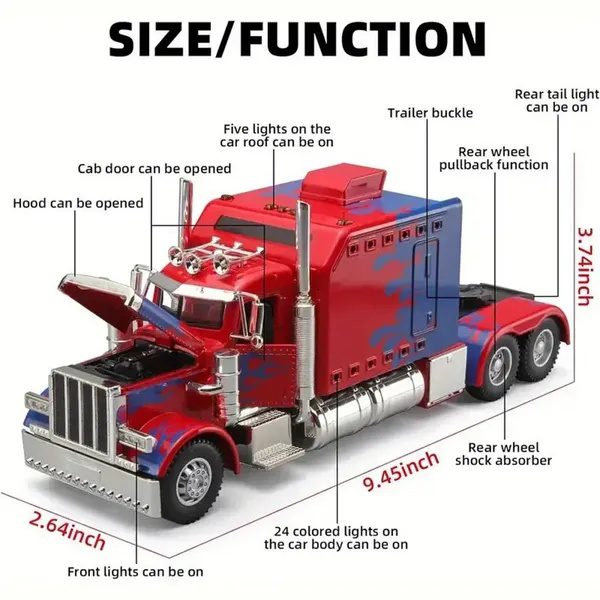 Semi Truck Toys For Boy Heavy Trucks,Metal Diecast Trucks Model Pull Back Cars With Light And Sound,Truck And Trailer Toys For Boys,Toy Trucks For Boys Age 4-8 - Image 3