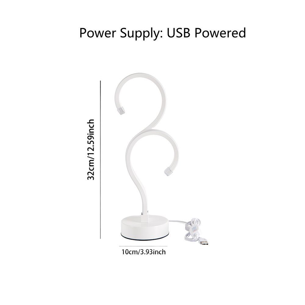 مصباح مكتب أبيض أنيق إبداعي على شكل علامتي استفهام مزدوجة، يعمل عبر USB بثلاثة ألوان إضاءة، مناسب لغرفة النوم - الصورة 6
