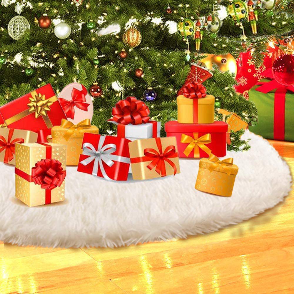 White Christmas Tree Skirt Plush Faux Fur Xmas Tree Carpet Merry Christmas Tree Decorations Ornament New Year Navidad Home Decor - Image 3