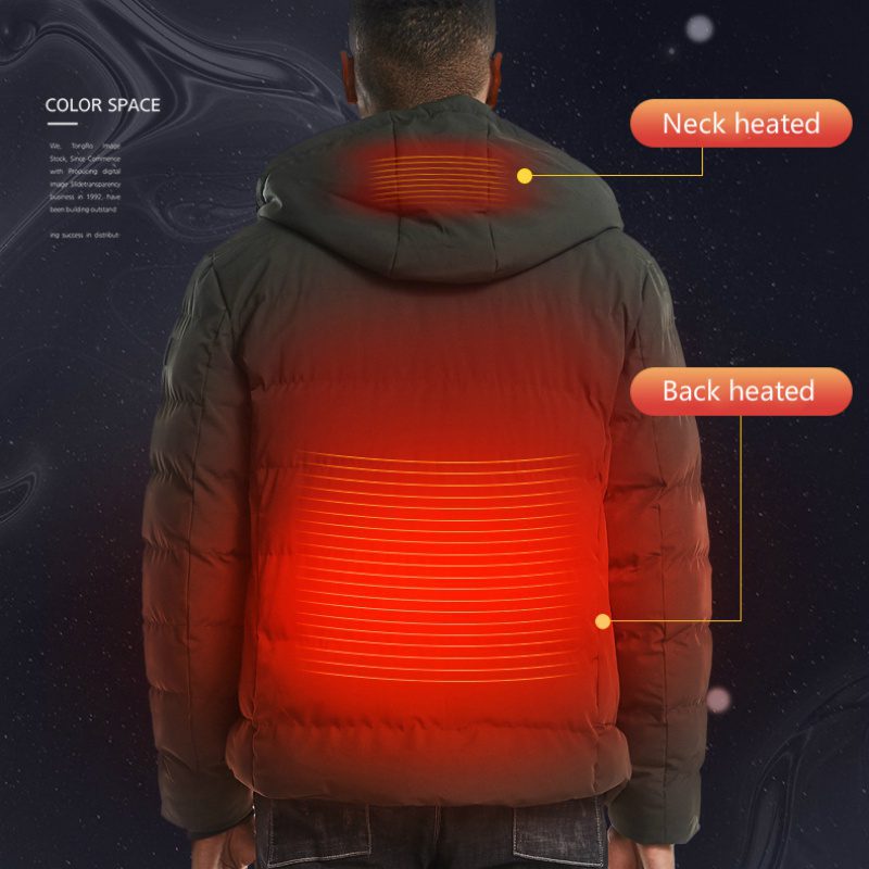 New Men Women Cotton Coat USB Smart Electric Heated Jackets Winter Thicken Down Hooded Outdoor Hiking Ski Clothing 7XL - Image 2